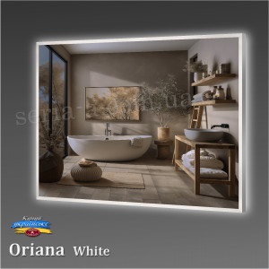 Дзеркало настінне з підсвічуванням в алюмінієвій рамі ORIANA WHITE